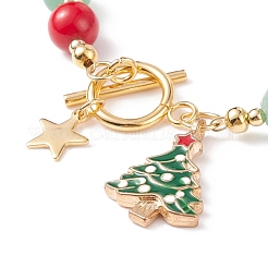Christmas Tree & Star Alloy Enamel Charm Bracelet&nbsp;BJEW-TA00154