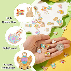 36Pcs 9 Styles Easter Alloy Enamel Pendants&nbsp;ENAM-TA0003-91