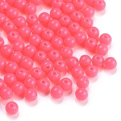 蛍光アクリルビーズ  ラウンド  ショッキングピンク  6mm  穴：1.5mm  約708個/92g&nbsp;LS-MACR-R517-6mm-04