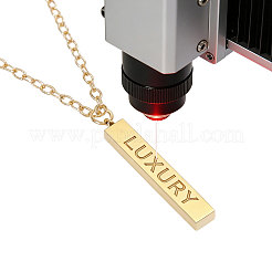 201 Stainless Steel/Brass Coated Iron Rectangle Pendant Necklace&nbsp;NJEW-CO0001-01