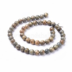 天然石白檀ウッドビーズ連売り  ラウンド  オリーブ  8mm  穴：1.2mm  約51個/連  15.9インチ（40.5cm）&nbsp;X-WOOD-F008-02-C