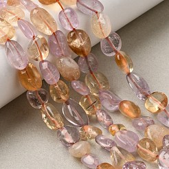 天然のアメジストとシトリンビーズ連売り  タンブルストーン  ナゲット  10~15x7.5~11.5x7.5~12.5mm  穴：1mm  約36個/連  15.67インチ（39.8 cm）&nbsp;X-G-D0002-D77