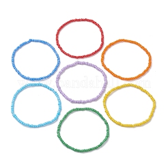 7 PCS Rainbow Style Glass Seed Beads Bracelets Sets for Women&nbsp;BJEW-JB10065-02
