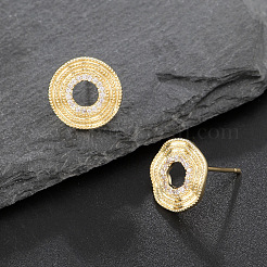 Brass Micro Pave Clear Cubic Zirconia Stud Earrings&nbsp;WGCEDD0-01