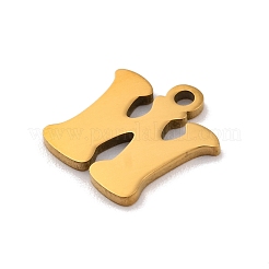 ステンレススチールチャーム201個  レーザー切断  レターチャーム  文字W  10.5x10.5x1mm  穴：1.2mm&nbsp;STAS-U016-01G-W