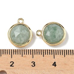 天然混合石のファセット加工フラットラウンドチャーム  真鍮のセッティングで  ラックめっき  長持ちメッキ  ゴールドカラー  染めと未染色の混合  14.5x12x5.5mm  穴：1.4mm&nbsp;G-U028-03G