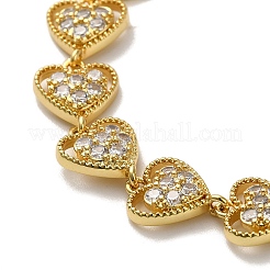 Rack Plating Brass Micro Pave Clear Cubic Zirconia Link Bracelets&nbsp;KK-R158-16B-G
