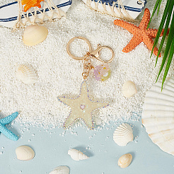 1Pc Diamond-Studded Starfish Shell Car Zinc Alloy
 Keychain Acrylic Cute Men and Women Bag Pendant Metal Keychain Ring Gift&nbsp;KEYC-SP0001-18B