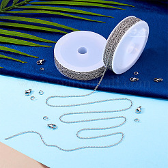 変色しにくい304ステンレススチールアズキチェーンのDIYジュエリーキット  ステンレス鋼色  2x1.6x0.4mm&nbsp;DIY-PJ0001-41A