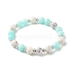 Natural Malaysia Jade(Dyed) & Howlite & Lava Rock & Synthetic Hematite Beads Energy Power Stretch Bracelets Set for Girl Women&nbsp;BJEW-JB07033