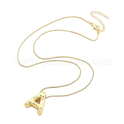 Brass & Plastic Pearl Letter Pendant Box Chain Necklaces for Women&nbsp;NJEW-U017-01G-01