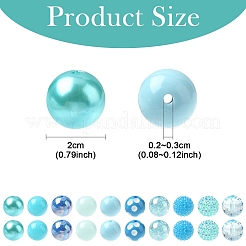 50個 10スタイル アクリル&樹脂ラウンドビーズセット  ピンク  20mm  穴：2~3mm&nbsp;DIY-YW0012-03A