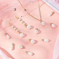 90Pcs 3 Style ABS Imitation Pearl & Brass Pendants&nbsp;KY-PH0001-22