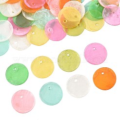56個 8色スプレー塗装天然カピスシェルディスクチャーム  ミックスカラー  15x0.5~1mm  穴：1.2~1.5mm&nbsp;BSHE-FS0001-10