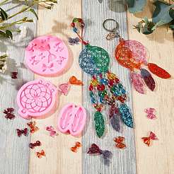 DIYエポキシ樹脂工芸品  シリコーン型を含む  鉄分割キーリング＆丸カン  真鍮製のピアスフックとシリコン製のイヤナット  ミックスカラー  155個/セット&nbsp;sgDIY-SZ0002-29
