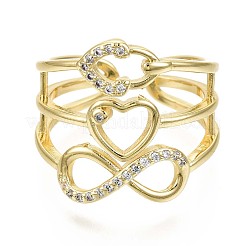alentine's Day Brass Micro Pave Clear Cubic Zirconia Cuff Rings&nbsp;RJEW-S044-126-NF