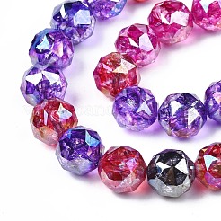 Electroplate Transparent Crackle Glass Beads Strands&nbsp;EGLA-N006-027
