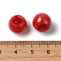 天然白翡翠（染色）ヨーロッパビーズ  大穴ビーズ  ロンデル  レッド  12~12.5x9~10.5mm  穴：5.5~6mm&nbsp;G-N342-03Q