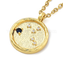 304 Stainless Steel Cubic Zirconia Constellation Flat Round Pendants&nbsp;LS-STAS-S145-01E