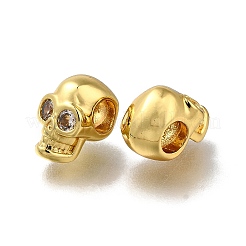 Brass Micro Pave Clear Cubic Zirconia Beads&nbsp;ZIRC-I070-088G