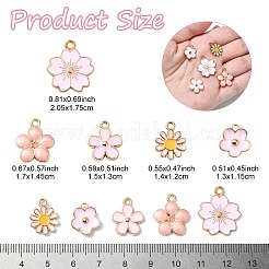 25個5スタイルアロイエナメルペンダント  花  ライトゴールド  パールピンク  13~20.5x11.5~17.5x1.5~3mm  穴：1.5~2mm  5個/スタイル&nbsp;ENAM-YW0004-27B