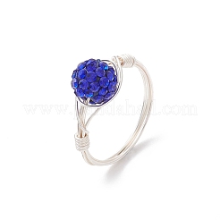 Handmade Polymer Clay Rhinestone Finger Rings for Women&nbsp;RJEW-JR00920-01