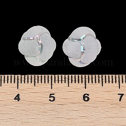 つや消し透明なアクリルビーズ  花  シルバーライン入り  ABカラーメッキ  ホワイト  12x12x12mm  穴：1.6mm  約714個/500g&nbsp;OACR-P029-16B-01