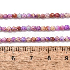 ナチュラルインペリアルジャスパービーズ連売り  染め  多面カット  ラウンド  ミディアム蘭  3~3.5mm  穴：0.7~0.8mm  約126~137個/連  15.24~15.39インチ（38.7~39.1cm）&nbsp;G-L578-A12