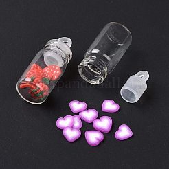 手作り樹脂粘土ネイルパーツ  ガラスびんとccbプラスチックボトルストッパー付き  混合図形  ミックスカラー  3~13x3~7x0.2~1.5mm&nbsp;MRMJ-X0029-17