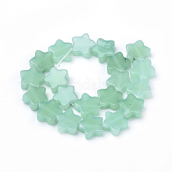 天然石ホワイトジェイドビーズ連売り  染め  スター  薄緑  12x12x4~5mm  穴：1mm  約20個/連  8.26インチ&nbsp;G-R451-08F