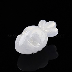 グリッターパウダービーズ入り不透明アクリル  ニンジン  ホワイト  32x18x15.5mm  穴：3.5mm&nbsp;SACR-G024-02