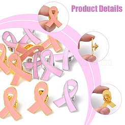 12Pcs 2 Styles Breast Cancer Awareness Pink Ribbon Enamel Pin&nbsp;JEWB-FS0001-08