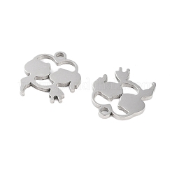 変色しない316サージカルステンレススチールチャーム  レーザー切断  カップルの魅力  ステンレス鋼色  14x13x1.5mm  穴：1.5mm&nbsp;STAS-C096-09B-P