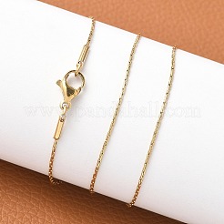 ユニークなユニセックス304ステンレススチールボストンリンクチェーンネックレス  カニカン付き  ゴールドカラー  17.7インチ  1mm&nbsp;X-NJEW-M023-008