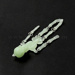 ハロウィン蓄光PVCスケルトンペンダント  暗闇で光る  鉄リンクリング付き  アクアマリン  100x26.5x15mm  穴：1.6mm&nbsp;HJEW-B007-01