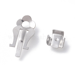 変色しない 316 サージカルステンレススチール クリップオンイヤリング金具  ステンレス鋼色  16.5x18x2.5mm  穴：3mm  6.5x5.5x3mm  穴：1.2mm  2個/セット&nbsp;STAS-L203-44P
