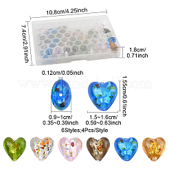 24Pcs 6 Colors Handmade Lampwork Silver Foil Glass Beads&nbsp;FOIL-FS0001-01