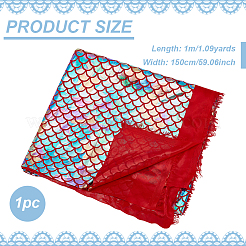 魚の鱗模様のポリエステル生地  ガーメントクラフトアクセサリー用  カラフル  150cm  1m / pc&nbsp;DIY-WH0569-92A