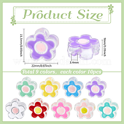 90Pcs 9 Colors Transparent Acrylic Enamel Beads&nbsp;OACR-PH0004-77