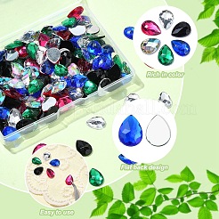 180Pcs 6 Colors Acrylic Rhinestone Flat Back Cabochons&nbsp;GACR-YW0001-04