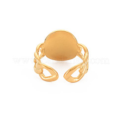 Ion Plating(IP) 304 Stainless Steel Flat Round with Jesus Wide Open Cuff Ring for Women&nbsp;RJEW-S405-184G