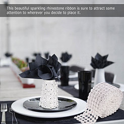 6 Rows Plastic Diamond Mesh Wrap Roll Rhinestone Crystal Ribbon Cake Wedding Decoration&nbsp;OCOR-WH0030-03
