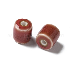 手作りの陶器ビーズ  コラム  ブラウン  10~10.5x9~10.5mm  穴：2.5mm&nbsp;X1-PORC-L080-I07