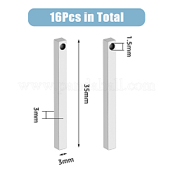 201ステンレススチールペンダント16個  バー  ステンレス鋼色  35x3x3mm  穴：1.5mm&nbsp;STAS-DC0015-69
