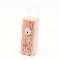 木の切手  ゴム入り  長方形  花柄  55x22x19mm&nbsp;AJEW-WH0018-64G