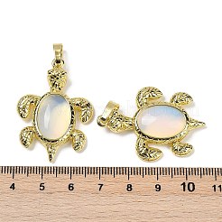 オパライトと真鍮のペンダント  ラックめっき  カドミウムフリー＆鉛フリー  ウミガメの形  38x27.5x7mm  穴：8x5mm&nbsp;KK-F887-01G-03