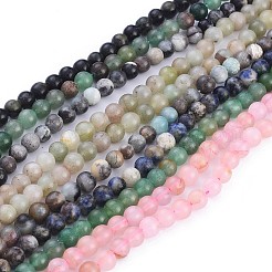 天然石ビーズ連売り  混合石  ラウンド  6mm  穴：0.8mm  約60~65個/連  14.96インチ（38cm）&nbsp;G-F591-03M-6mm