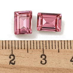ガラスラインストーンカボション  フラットバック＆バックメッキ  多面カット  長方形  ローズ  8x6x3mm&nbsp;RGLA-L029-15C-209