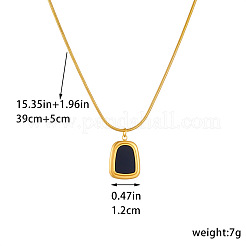 台形ステンレススチールと天然シェルのペンダントネックレスとフープピアスセット  ブラック  390mm&nbsp;WG9CFB5-01