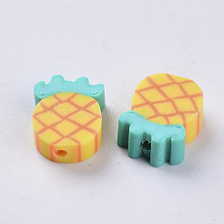 手作り樹脂粘土ビーズ  フルーツ  ミックスカラー  8~14x9~12x4~5mm  穴：1.4mm&nbsp;X-CLAY-S093-21